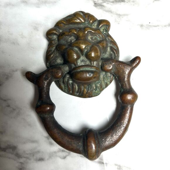 VTG Decorative Lg Heavy Lion Head Drop Rings Drawer Cabinet Handle Pull H- 380 - Picture 1 of 4